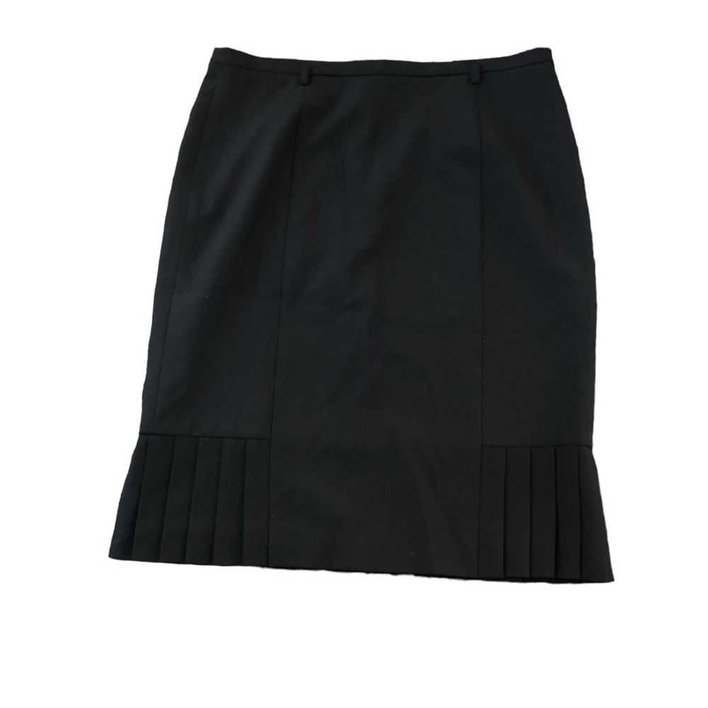 Talbots Pencil Skirt W/Pleats Size 6P Black Lined Back Zip Business Career